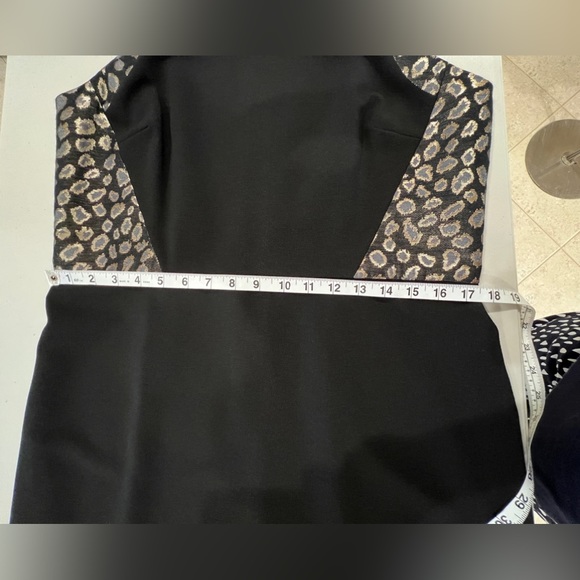 Anne Taylor color block dress, black with stylized leopard print. Size 12 EUC - Picture 10 of 13